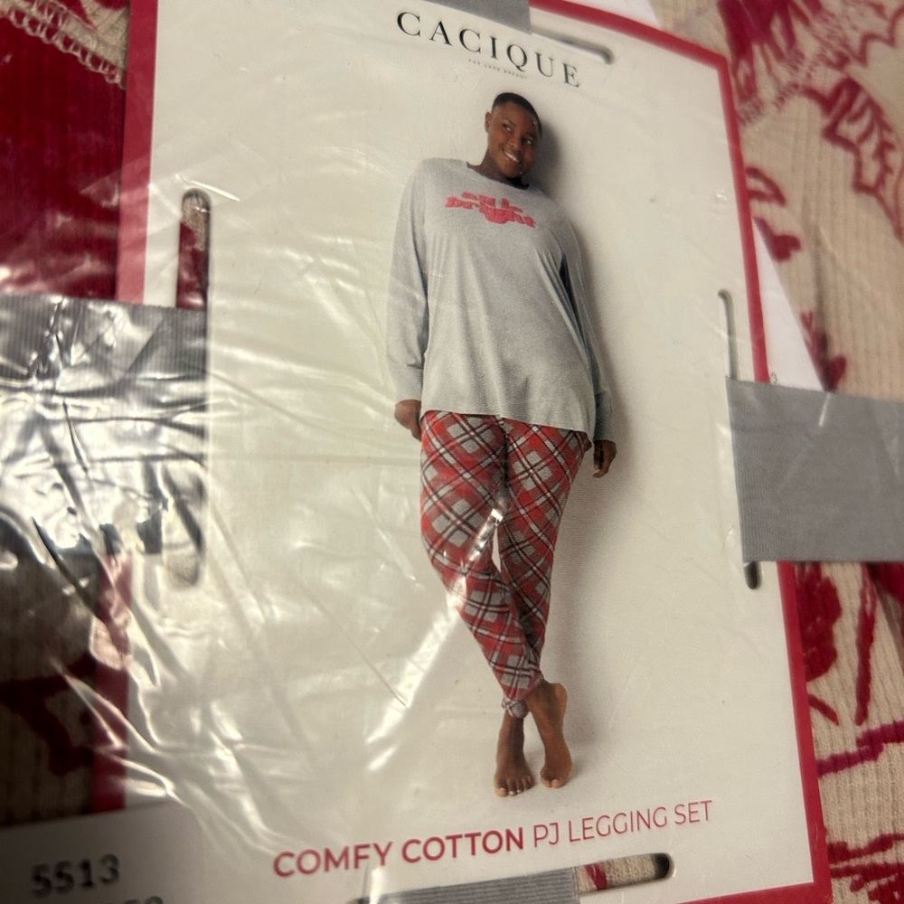 Cacique Cream and Red Scenic Print Pajama Set